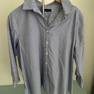 Lands' End women’s Navy Pinstripe Button Down Shirt